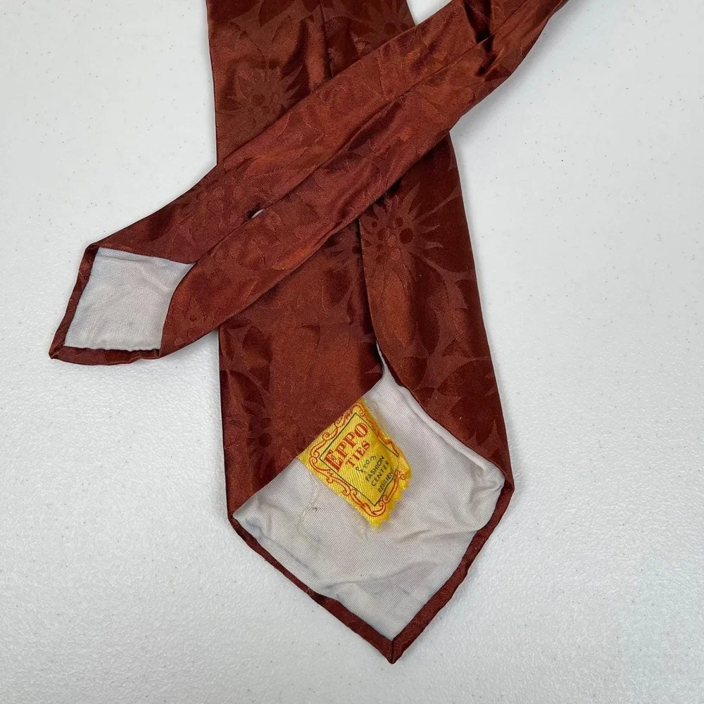 Vintage Eppo Ties Geometric Floral Necktie Tie Brown Abstract Art Deco 40s Rayon